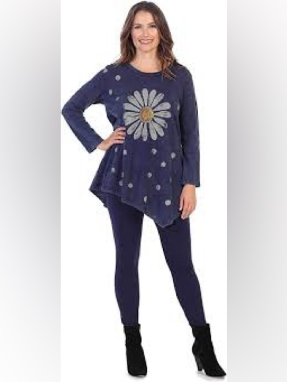 Jess & Jane Women's Happy Days Mineral Washed Asymmetrical Cotton Tunic